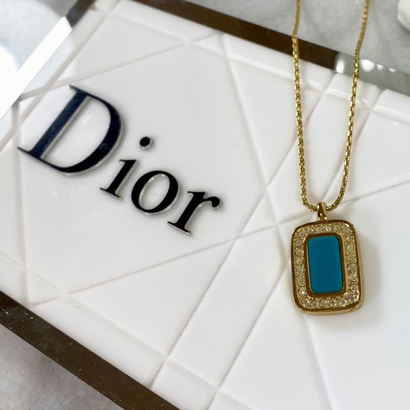Dior Jewelry - Christian Dior Gold, Crystal & Blue Stone Chain Necklace
